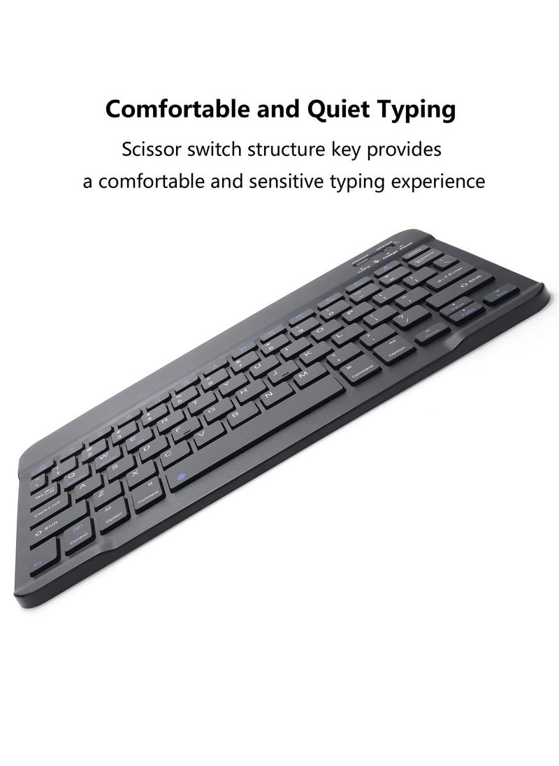 Rechargeable Bluetooth Keyboard And Mouse Combo Ultra-Slim Portable Compact Set For Android Windows Tablet Cell Phone IPhone IPad Pro Air Mini OS IOS 13 And Above Black