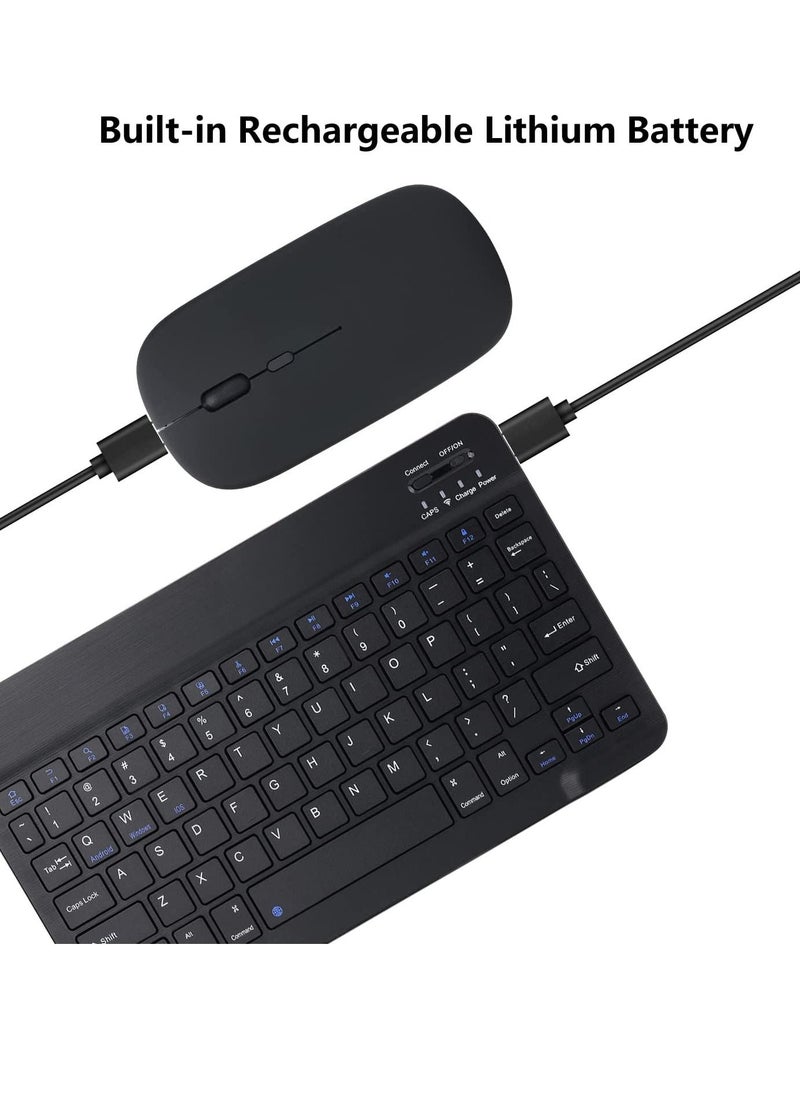 Rechargeable Bluetooth Keyboard And Mouse Combo Ultra-Slim Portable Compact Set For Android Windows Tablet Cell Phone IPhone IPad Pro Air Mini OS IOS 13 And Above Black