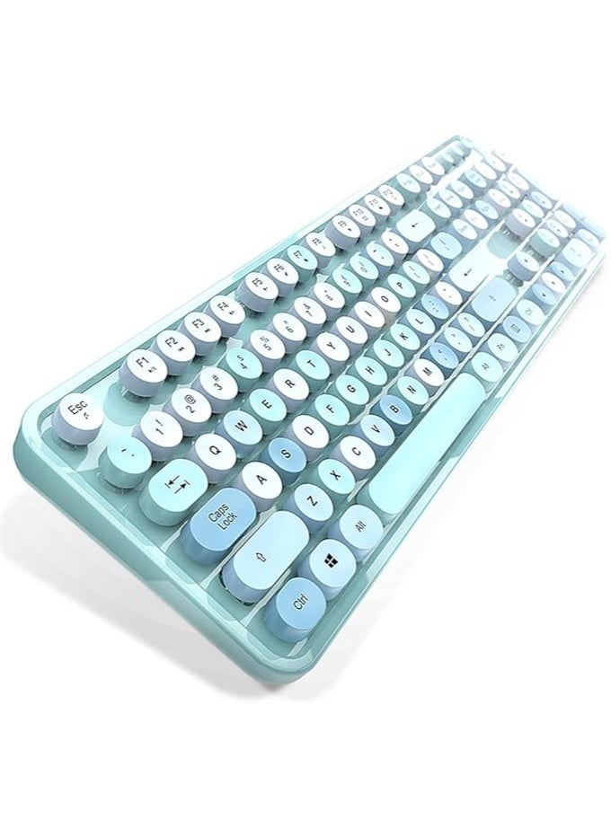 Sweet Keyboard Mouse Combo Mixed Color 2.4G Wireless Keyboard Mouse Set Circular Suspension Key Cap for PC Laptop Blue