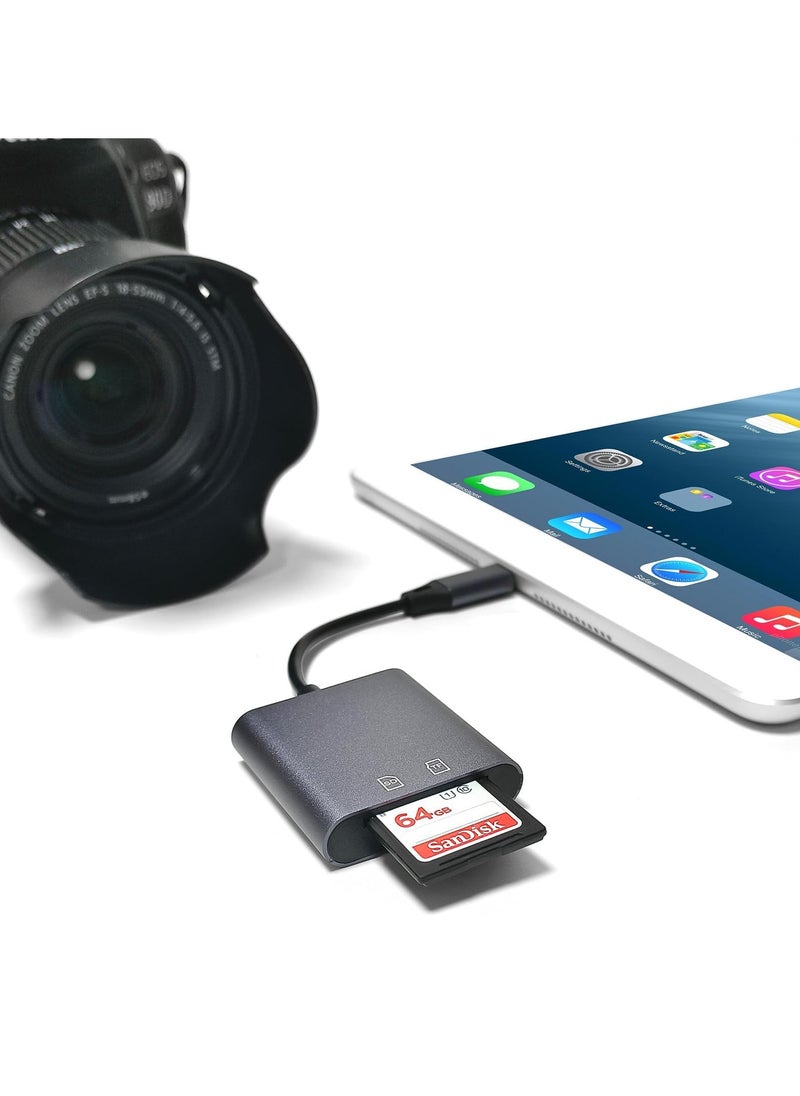 Aluminum USB C SD Card Reader,2-in-1 Memory Card Reader with SDXC, SDHC, SD, MMC, RS-MMC, Micro SDXC, Micro SD, Micro SDHC Card for iPhone 15 Pro Max, and More USB-C/Type C Device