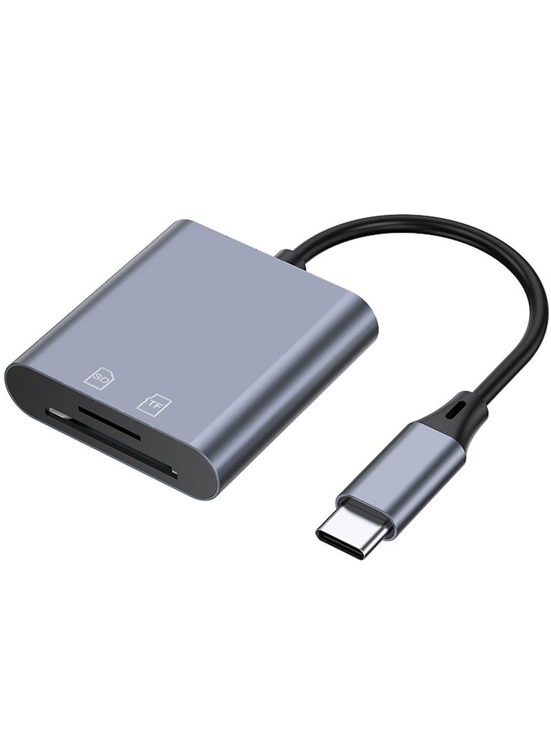 Aluminum USB C SD Card Reader,2-in-1 Memory Card Reader with SDXC, SDHC, SD, MMC, RS-MMC, Micro SDXC, Micro SD, Micro SDHC Card for iPhone 15 Pro Max, and More USB-C/Type C Device