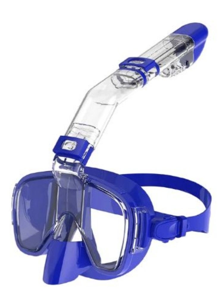 Foldable Diving Mask Set with Anti-Fog Snorkel Full Dry Top System for Adults and Kids Swimming Gear Size L/XL