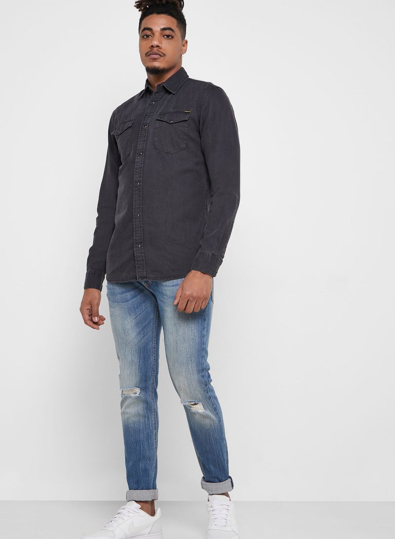 Sheridan Slim Fit Denim Shirt Dark grey