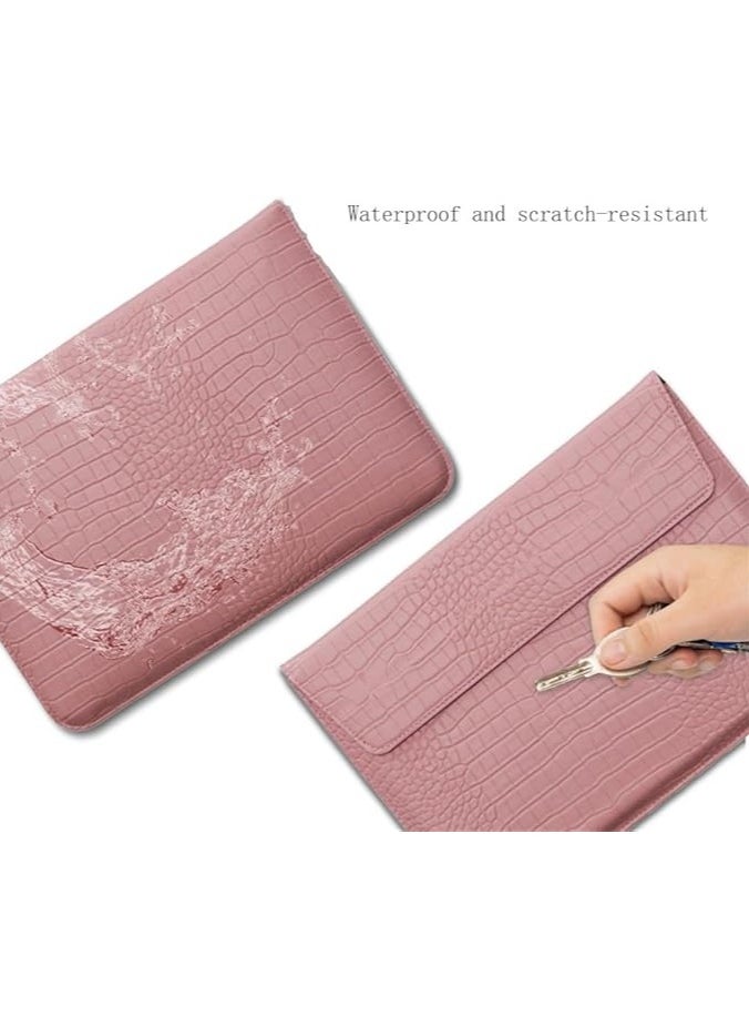 Laptop Sleeve, Crocodile Grain PU Leather Flap Style Case Bag, Compatible with MacBook Pro, 13 inch Notebook, for MacBook Air 13.6 inch 2022 M2 A2681 Air 13