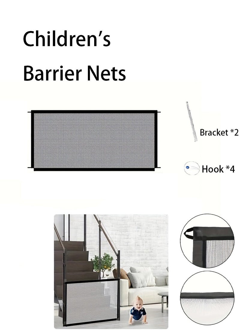 Portable Baby Safety Barrier Net for Children and Pets, Retractable Home Stair Safety Mesh