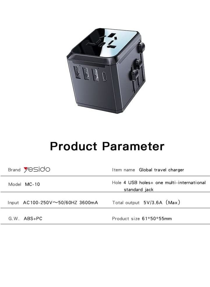 Universal adapter worldwide charger for UK/EU/US/AUS plug