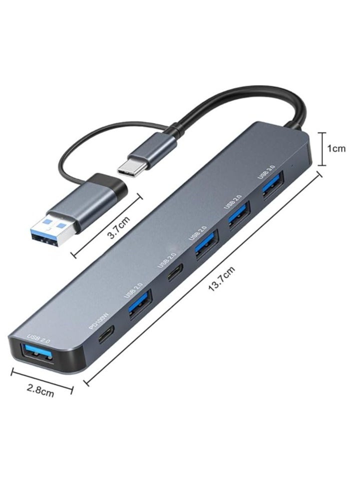 USB Hub,USB Splitter for Laptop,Multiport USB 3.0 Hub,Multi USB Port Expander,Type-c data transmission and power interface,Transfer 5 Port USB Hub Compatible with Windows,Mac,Printer,Mobile HDD