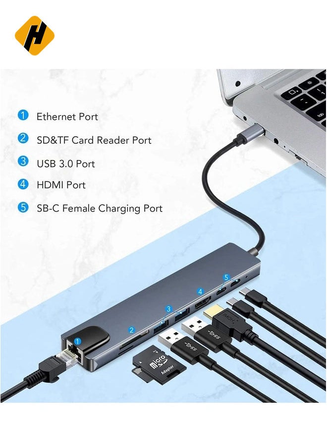 8-in-1 USB C Hub Multifunction Adapter – USB Docking Station for MacBook & Windows