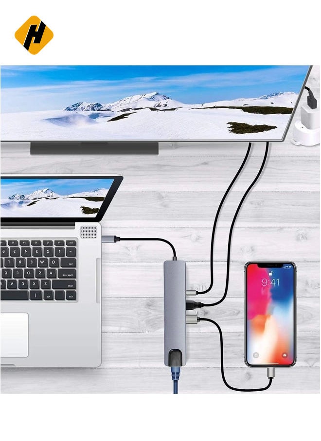 8-in-1 USB C Hub Multifunction Adapter – USB Docking Station for MacBook & Windows