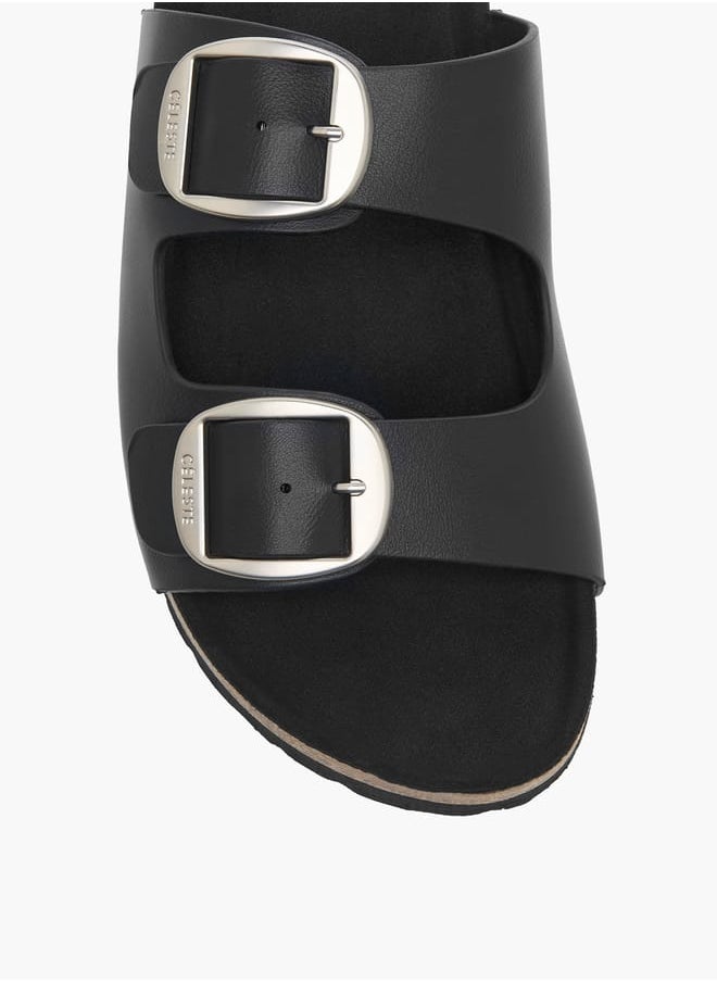 Women's Buckle Detail Slip-On Flat Sandals