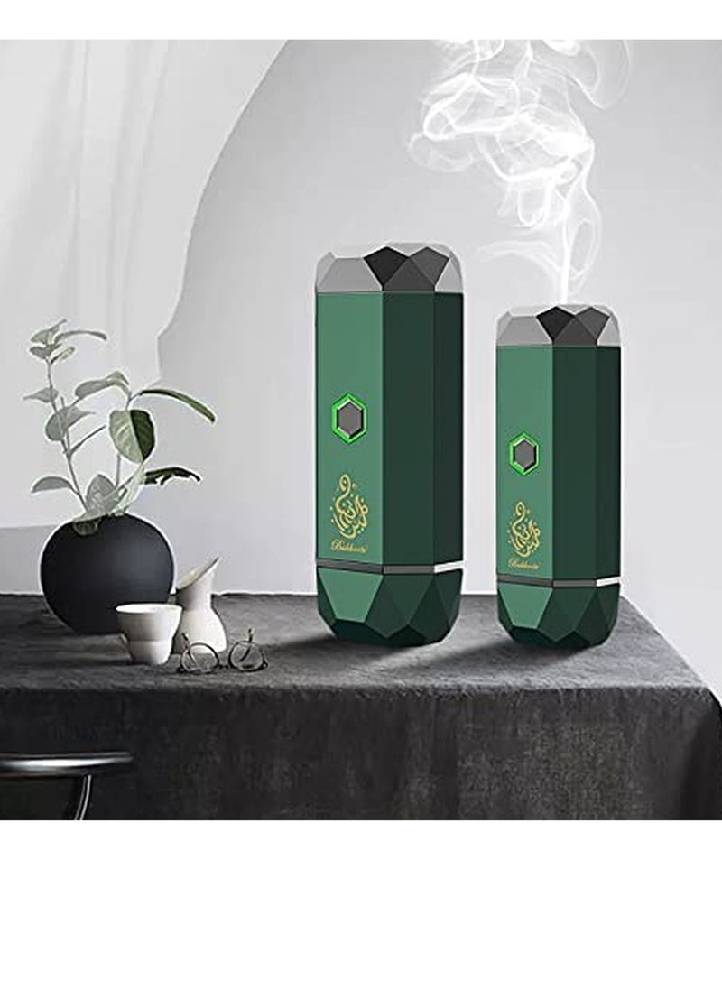 Car Electric Incense Portable USB Rechargeable Aroma Diffuser Bakhoor Burner Wood (Green)