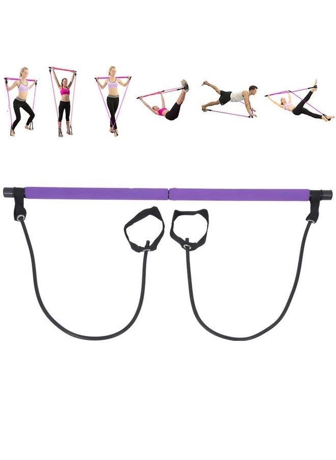 At Home Workout Equipment Resistance Bands with Bar Pilates Kit Multifunctional Pilates Bar for Women & Men Portable Exercise Bar for Gym, Home Fitness，Portable Pilates Yoga Belt