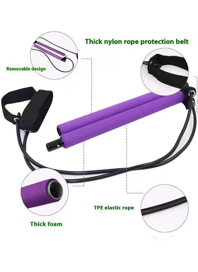 At Home Workout Equipment Resistance Bands with Bar Pilates Kit Multifunctional Pilates Bar for Women & Men Portable Exercise Bar for Gym, Home Fitness，Portable Pilates Yoga Belt