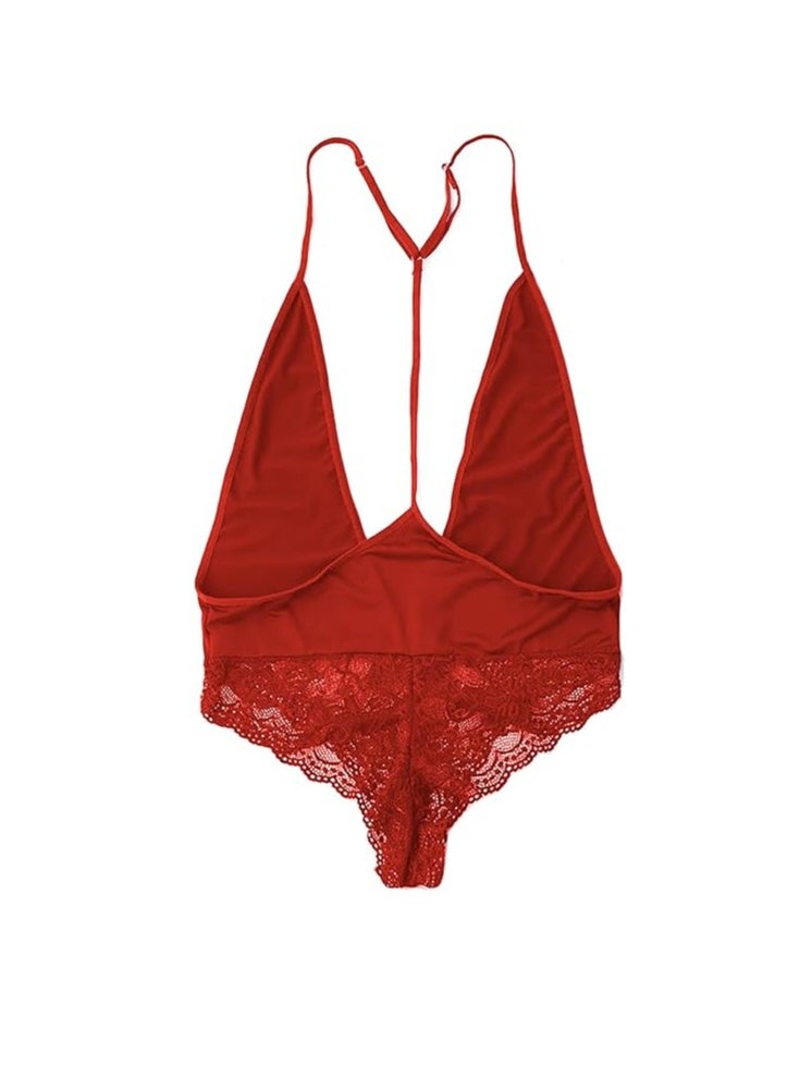 Accessorize Kingdom Women Lingerie Polycotton Deep V Neck Lace Nightwear