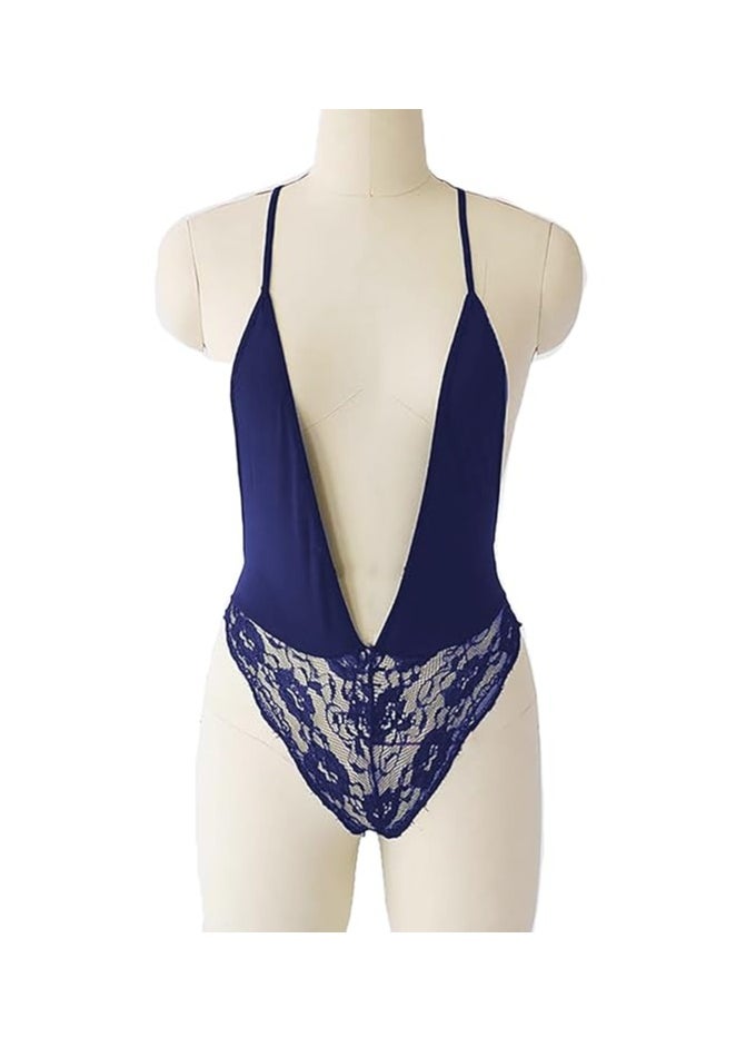 Accessorize Kingdom Women Lingerie Polycotton Deep V Neck Lace Nightwear