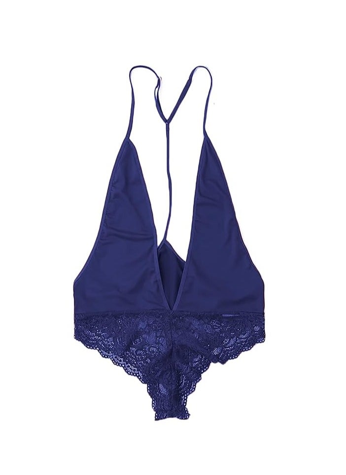 Accessorize Kingdom Women Lingerie Polycotton Deep V Neck Lace Nightwear