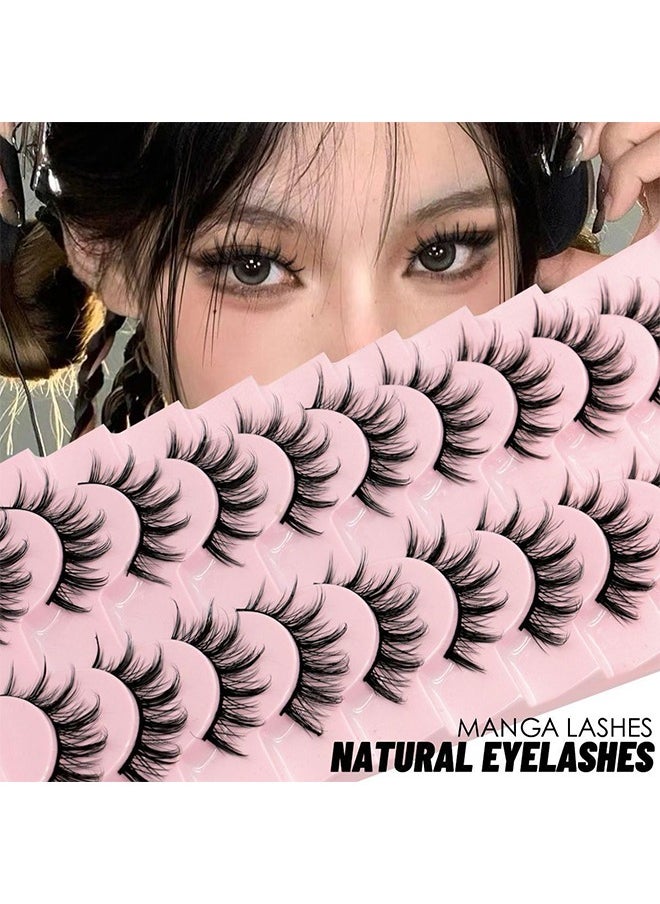 Manga Lashes 10 Pairs Natural Look Fluffy False Eyelashes That Look Like Individual Cluster Lashes Soft Wispy Manhua Eyelashes