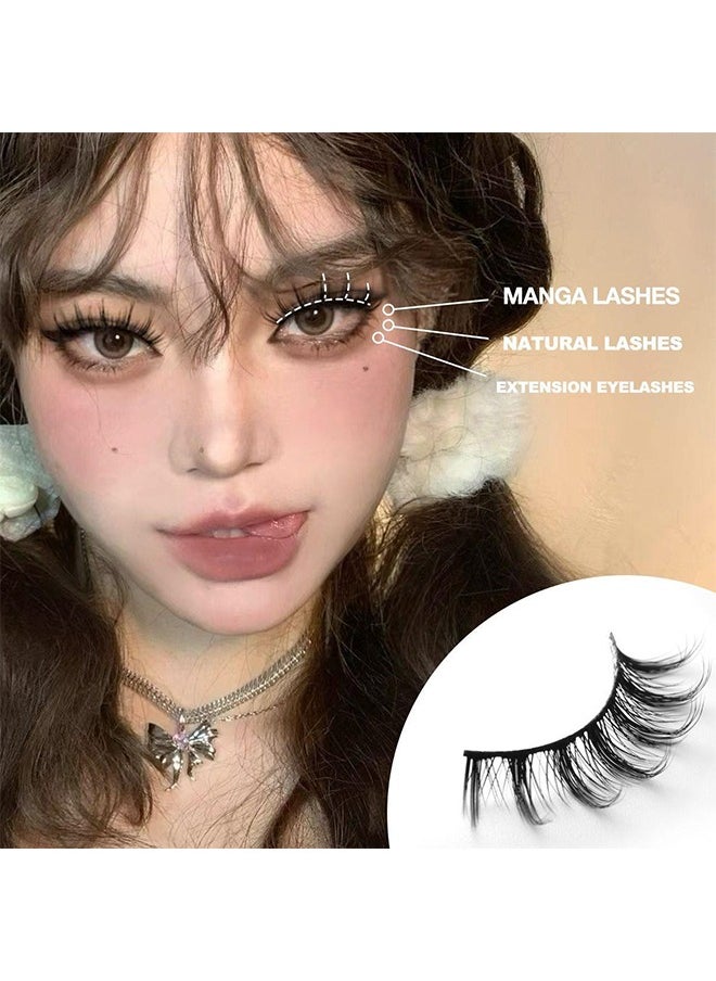 Manga Lashes 10 Pairs Natural Look Fluffy False Eyelashes That Look Like Individual Cluster Lashes Soft Wispy Manhua Eyelashes