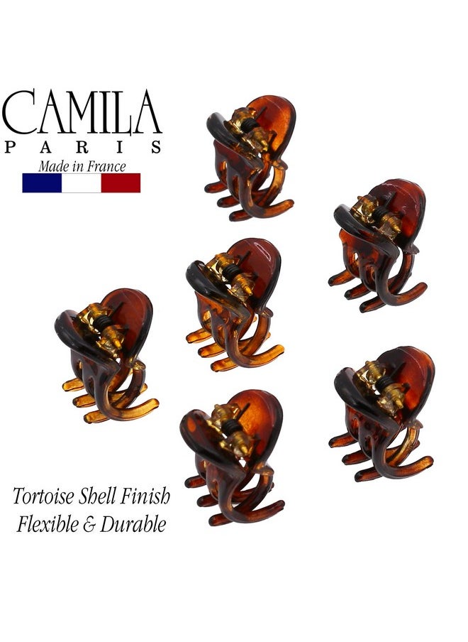 Paris Cp2374 French Hair Clip For Women, Set Of 6 Extra Small Tortoise Shell Girls Hair Claw Clip Fashion Styling Hair Accessories For Women, Ladies Strong Hold Grip Clamp, Made In France