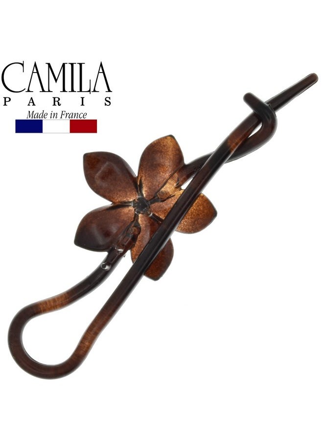 Paris Cp1592 French Hair Barrette Pin Clips For Girls, Flower, Tortoise Shell, No Metal Parts, Strong Hold Grip Hair Clips For Women, No Slip Styling Girls Hair Accessories, Made In France