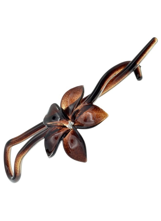 Paris Cp1592 French Hair Barrette Pin Clips For Girls, Flower, Tortoise Shell, No Metal Parts, Strong Hold Grip Hair Clips For Women, No Slip Styling Girls Hair Accessories, Made In France