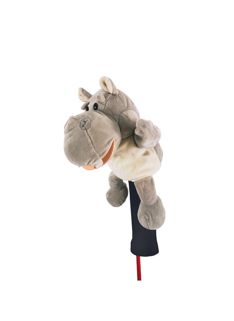 Cartoon Cute Golf Club Cover No. 1 Wood Club Cap, Soft Animal Golf Head Cover, Male And Female Golfer Gift And Golf Bag Accessories (Gray Hippo)