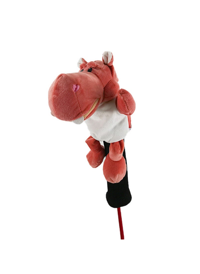 Cartoon Cute Golf Club Cover No. 1 Wood Club Cap, Soft Animal Golf Head Cover, Male And Female Golfer Gift And Golf Bag Accessories (Red Hippopotamus)