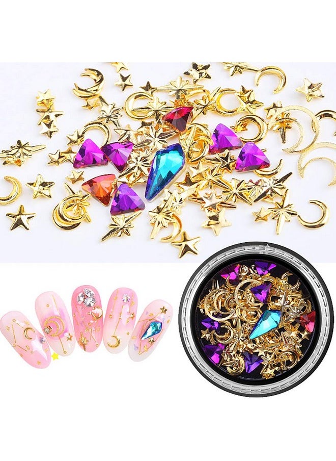 6 Boxes 3D Nail Rhinestones And Studs Gold Nail Rivets Set Nail Crystals Clear Nail Jewelry Decorations Manicure Kit With 1Pc Tweezers And Picker Pencil