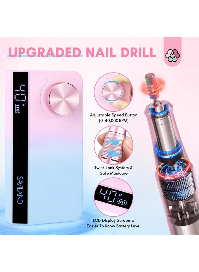 Portable Nail Drill Professional: 40000 Rpm Upgrad E File 2024 Digital Pro Electric Cordless Fast Remover Anti-Shaking | Manicurist Nail Salon Superior Compactible For Acrylic Nails