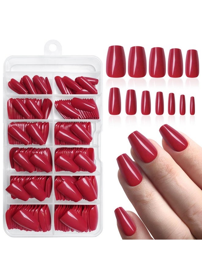 240Pc Coffin Press On Nails Medium Fake Nails Red Glue On Nails Short Ballerina Coffin Nails Press Ons Acrylic Nails False Nails Full Cover Artificial Fingernails With Adhesive Tabs