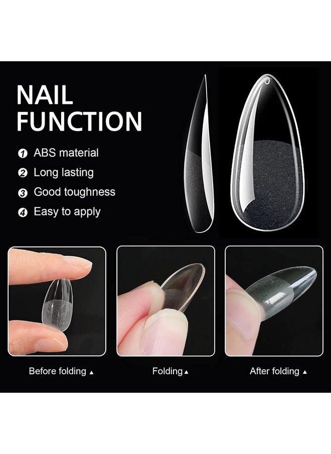 600Pcs Almond Nail Tips, Medium Gel X Nail Tips Almond Clear Fake Nails Full Cover Acrylic Gel X Nails For Salon And Home Manicure 12 Sizes