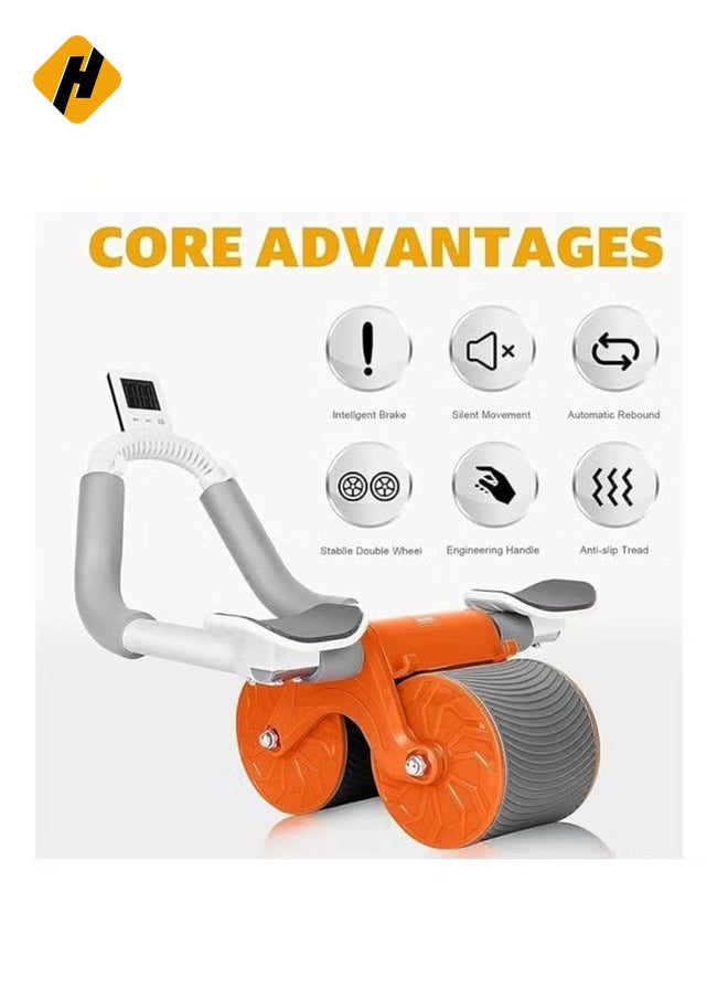 Automatic Abs Roller Wheel with Elbow Support, Rebound Abdominal Wheel Roller, Ab rollers Wheel Exercise Equipment with Knee Pad and Timer for Men Women