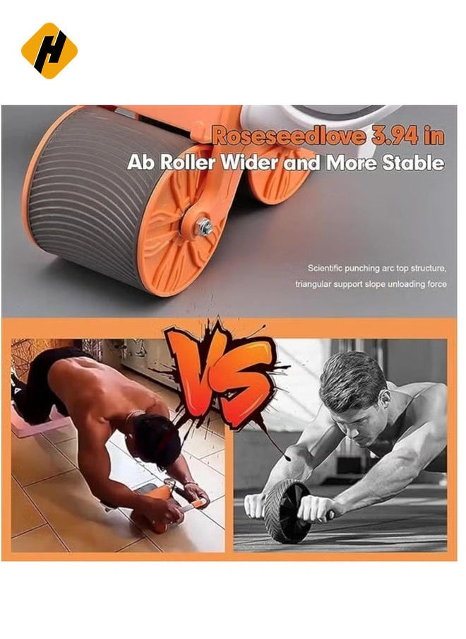 Automatic Abs Roller Wheel with Elbow Support, Rebound Abdominal Wheel Roller, Ab rollers Wheel Exercise Equipment with Knee Pad and Timer for Men Women