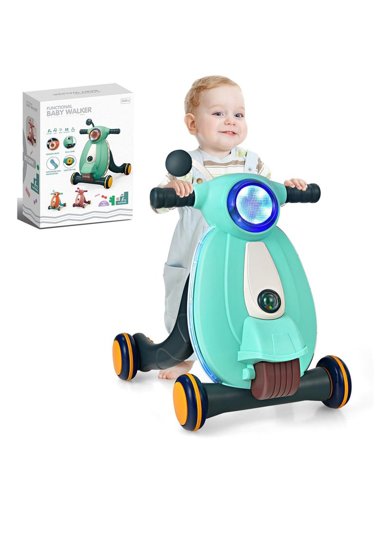 Sit-to-Stand Learning Walker, 2-in-1 Baby Walker, Baby Push Along Walker with Light, Music and Ball, Toddler Walker Educational Toy 12 Months+(Green)