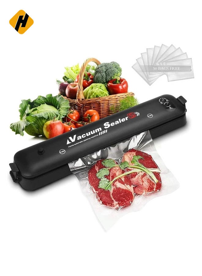 Single touch Portable Food Saver Vacuum Sealer Machine with 2 Functions for Fruits Nuts Meat Sweets Vegetables with Pieces Sealed Bags