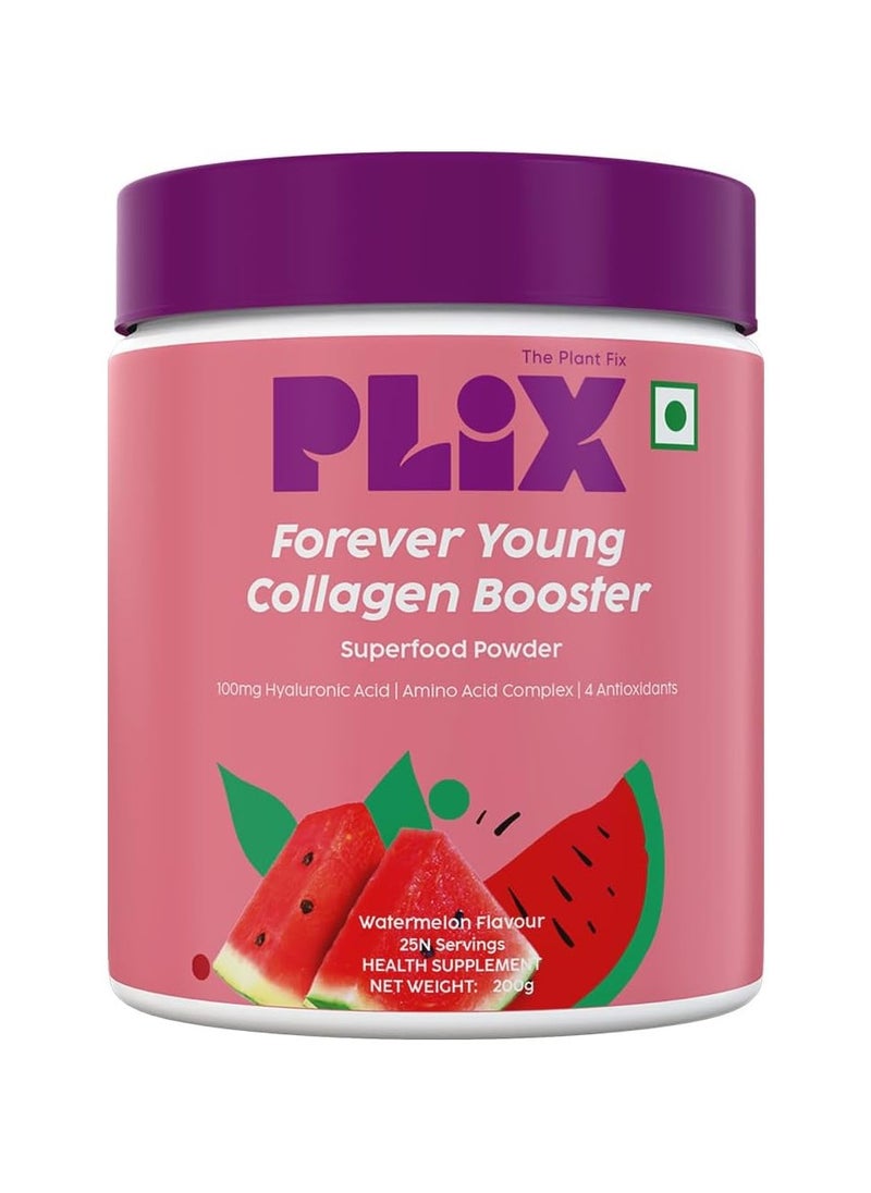 Forever Young Collagen Booster Plant-Based Collagen Powder for Skin Elasticity & Renewal- 25 Servings (Watermelon) Pack of 1, 200g