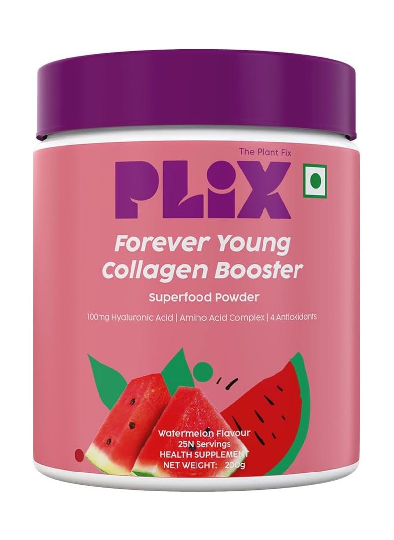 Forever Young Collagen Booster Plant-Based Collagen Powder for Skin Elasticity & Renewal- 25 Servings (Watermelon) Pack of 1, 200g