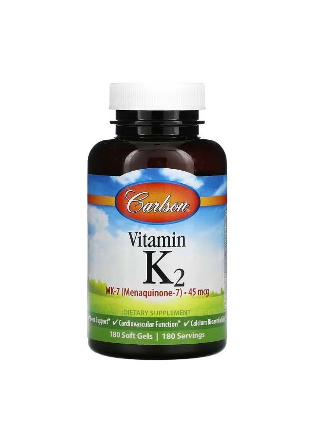 Vitamin K2 MK7 45 mcg 180 Soft Gels