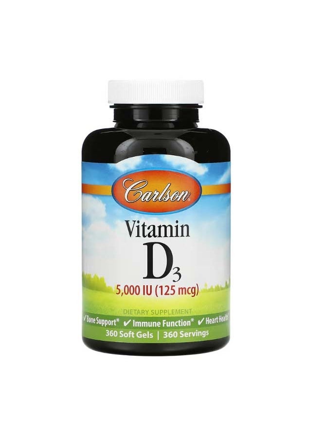 Vitamin D3 125 mcg 5000 IU 360 Soft Gels