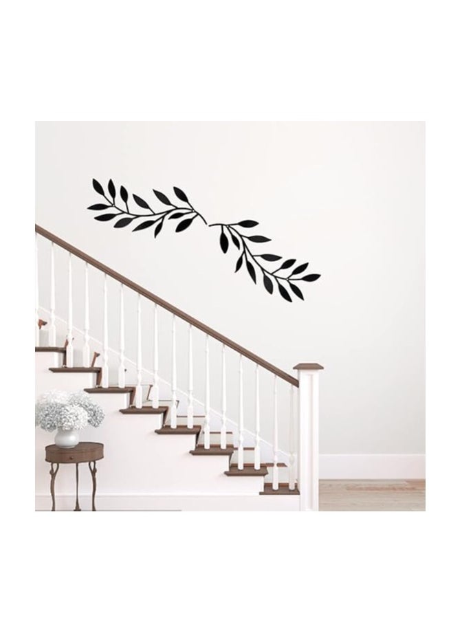 Wooden Wall Art With Self Adhesive Base - Black (Vine Olive Branch Leaf) - Pack of 2