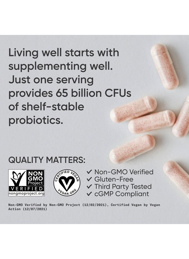 Women's Probiotics with Prebiotics, 65 Billion CFU - Vegan Capsules for Gut Health & Digestive Support, Probiotics for Women with Cranberry - Non-GMO Verified & Gluten Free - 30 Count