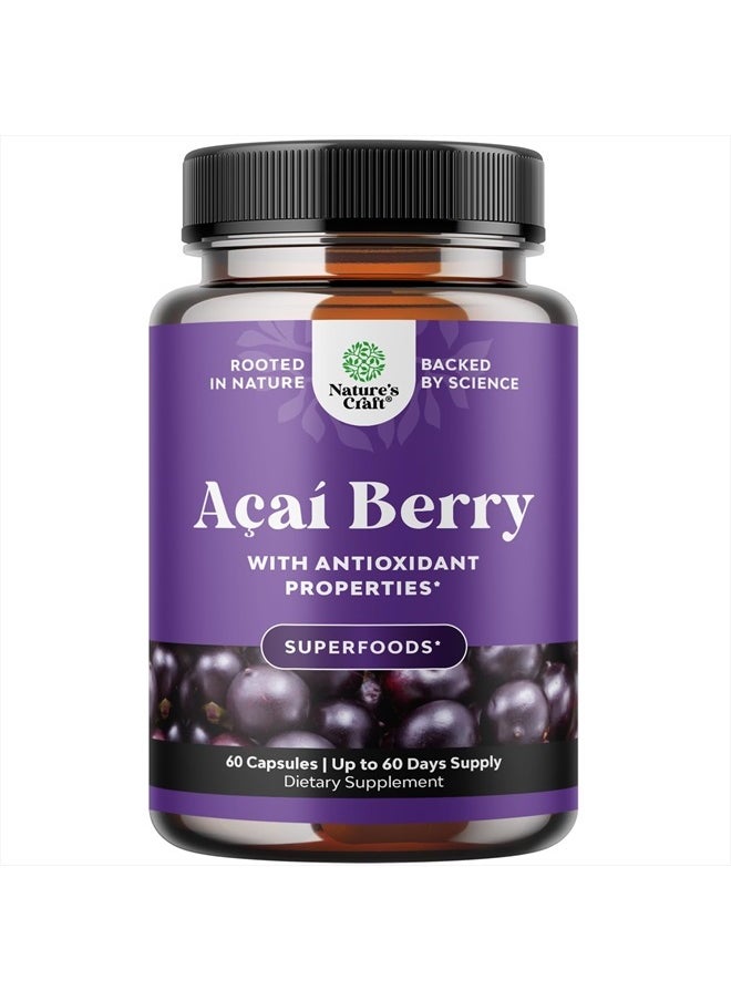 Acai Berry Antioxidant Support Weight Loss Supplement for Women and Men - Vitamins Minerals Antioxidant Formula Supports Immune System and Boost Energy Cognitive Health - 60 Servings