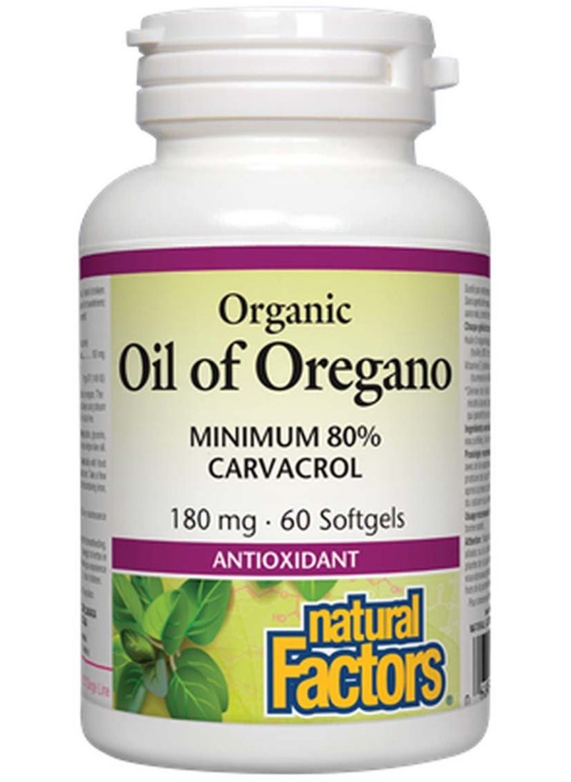 Natural Factors - Oil of Oregano 180mg, With Extra Virgin Olive Oil, 60 Count