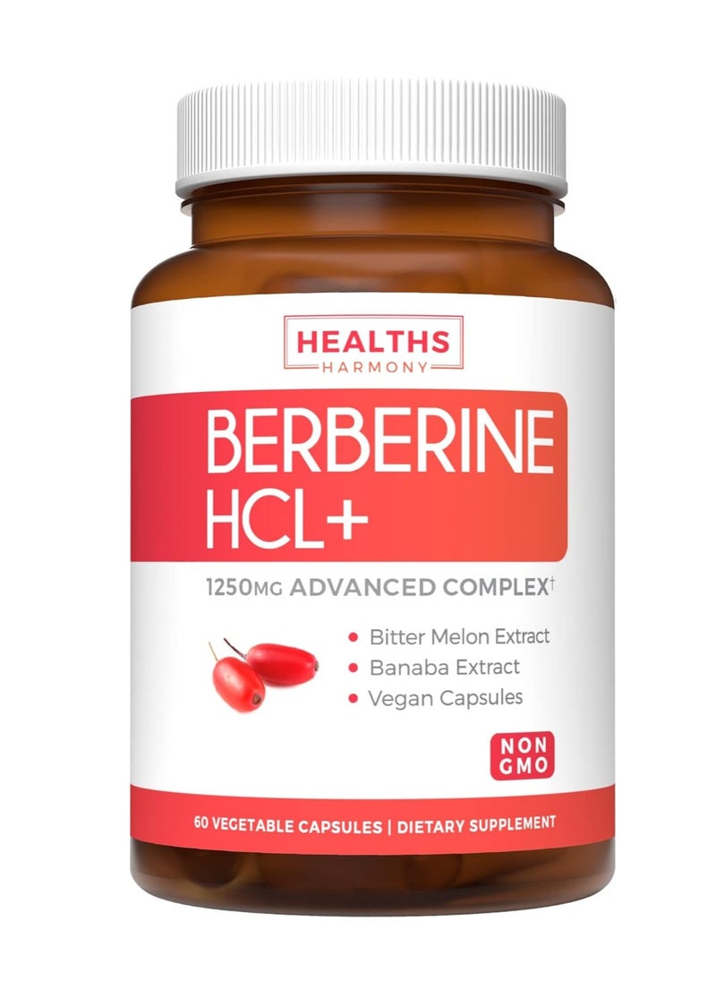 Berberine HCL 500mg (Non-GMO & Vegetarian) Plus Bitter Melon & Banaba Leaf - AMPK Metabolic Activator - 60 Capsules