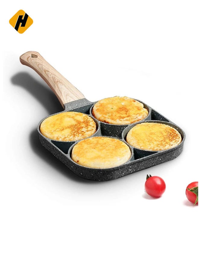 four-cup egg pan, medical stone non-stick frying pan, compatible with all heat sources (3-inch eggs)