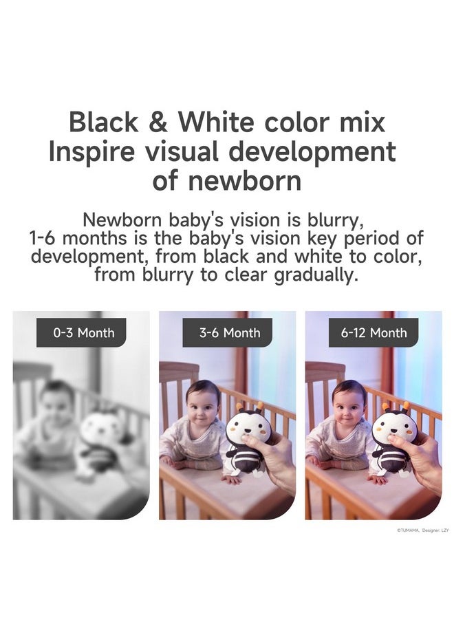 Black And White Baby Toys For 3 6 9 12 Months,Plush Hanging Rattles,Newborn Stroller Toys For Boys And Girls,4 Pack