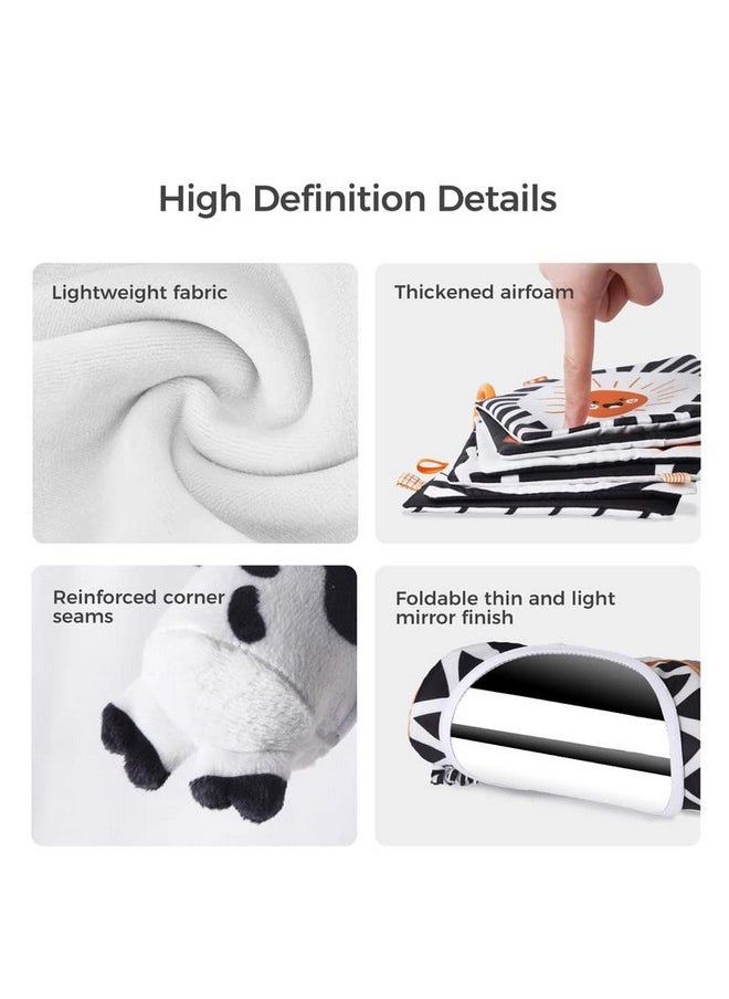 Black And White Baby Toys, High Contrast Baby Tummy Time Toys, Newborn Soft Books Mirror Rattles, Montessori Sensory Toys 0-12 Months, Hanging Infant Toys For Carseat Stroller Play Mat Crib