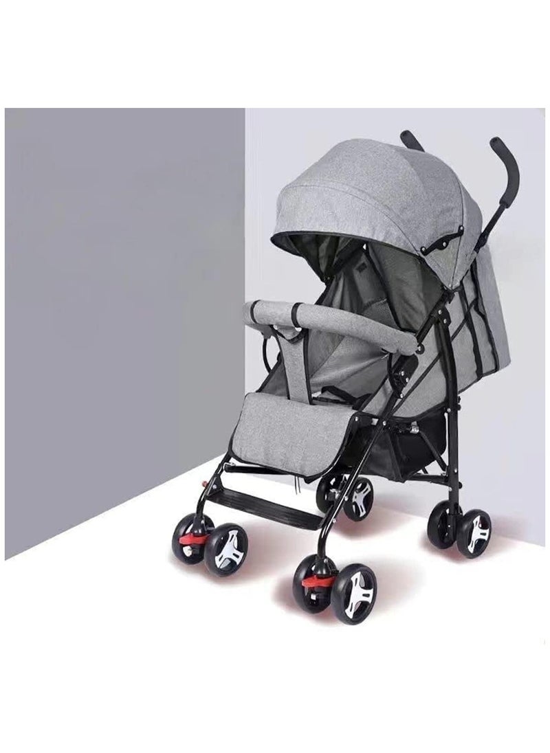 Lightweight Stroller Travel Stroller With Storage Cabin 0-36 Months Compact And Foldable Design, Easy To Carry Adjustable Reclining Seat (Gray)