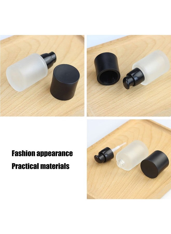 2Pcs Empty Upscale Frosted Glass Pump Bottle Foundation Lotion Essence Emulsion Cosmetic Dispenser Storage Dispenser With Black Dust Cap Liquid