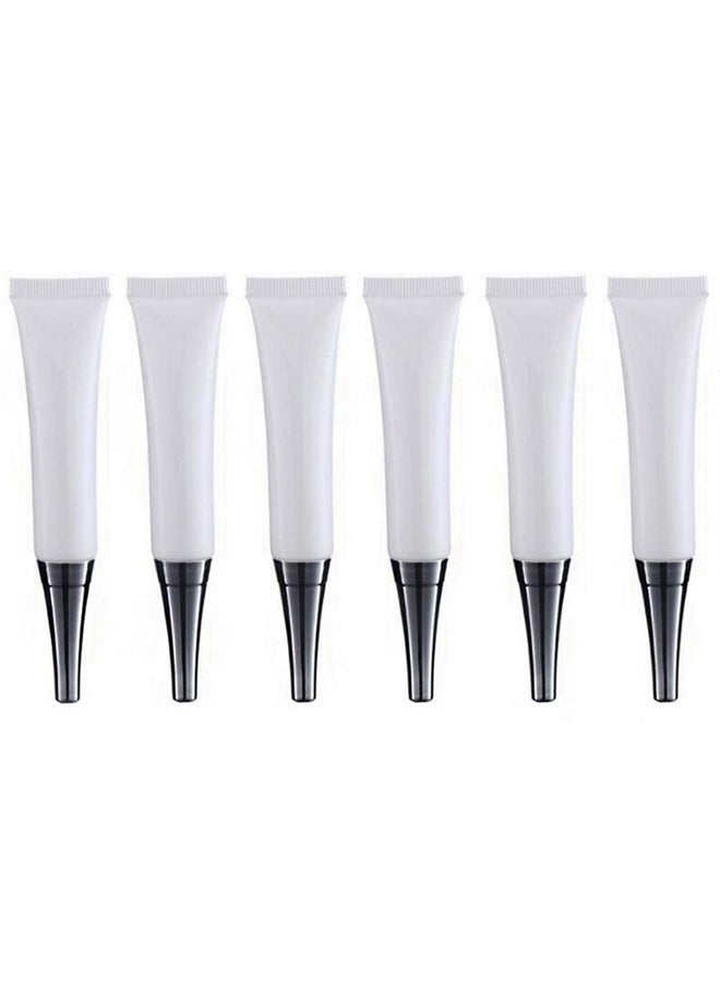 6Pcs 15Ml/0.5Oz Empty White Plastic Soft Squeeze Tubes Cosmetic Eye Cream Tube Bottle With Silver Cap Makeup Sample Travel Packing Container Jars Dispenser For Eyecream Lip Balm Gloss Diy Beauty Tool